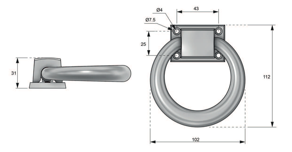 Kołatka tapicerska TK1 (chrom połysk)