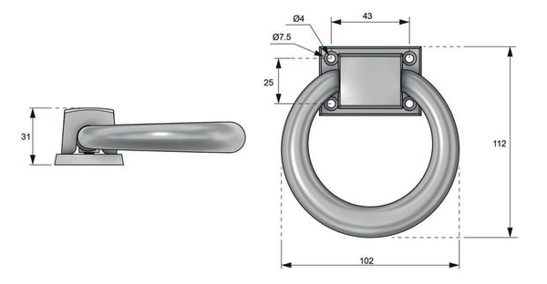 Kołatka tapicerska TK1 (chrom połysk)