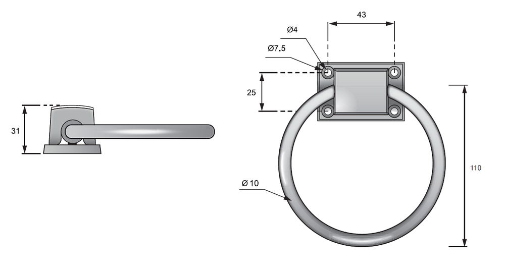 Kołatka tapicerska TK4 (chrom połysk)