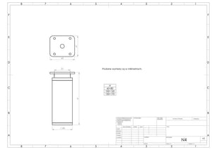 Nóżka meblowa N4 (Aluminium) - z regulacją (+20mm) kwadrat 40x40mm
