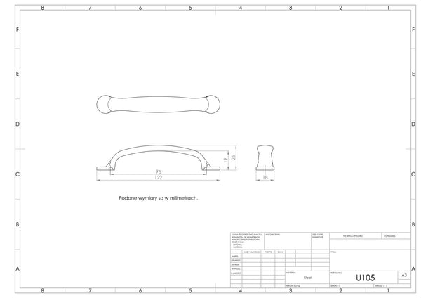 Uchwyt meblowy U105 (czarny mat)