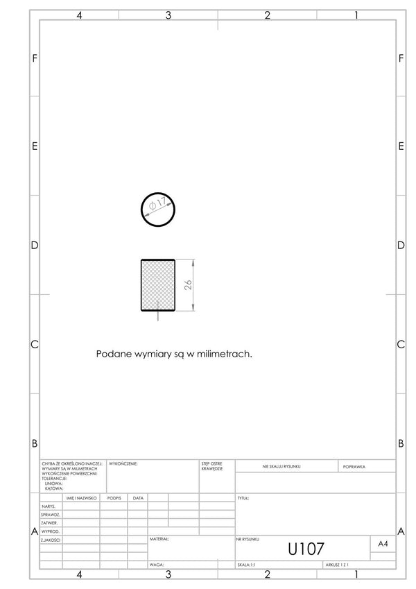 Uchwyt meblowy U107 (czarny) - gałka