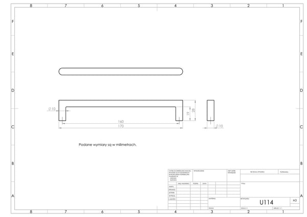 Uchwyt meblowy U114 (mosiądz patynowany)