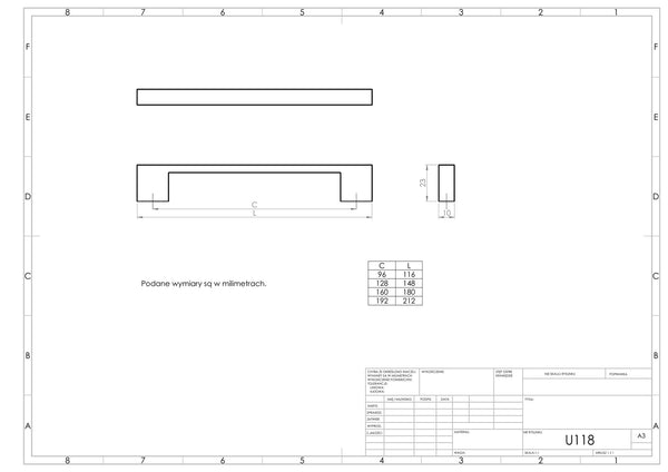 Uchwyt meblowy U118 (złoty szczotkowany)