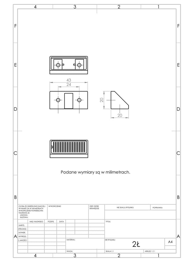 Złącze meblowe podwójne 2Ł (buk) - 100 szt.