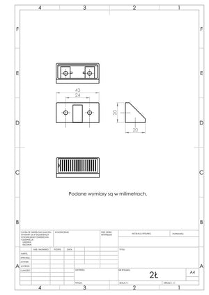 Złącze meblowe podwójne 2Ł (olcha) - 100 szt.